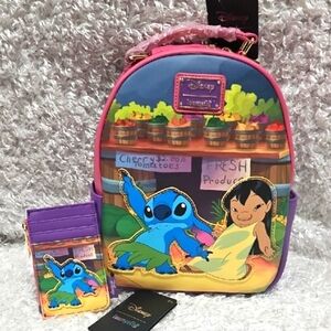 Loungefly Lilo And Stitch Hula Mini Backpack And Cardholder
